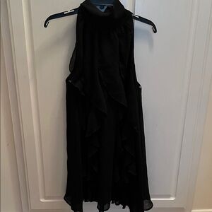 Entro Ruffle Front Elegant Black Sleeveless Dress